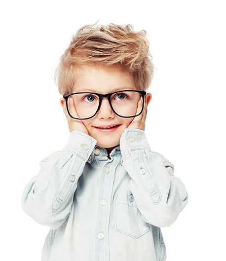 baby-glasses-vaughan-Myopia Smiling child wearing glasses and light shirt